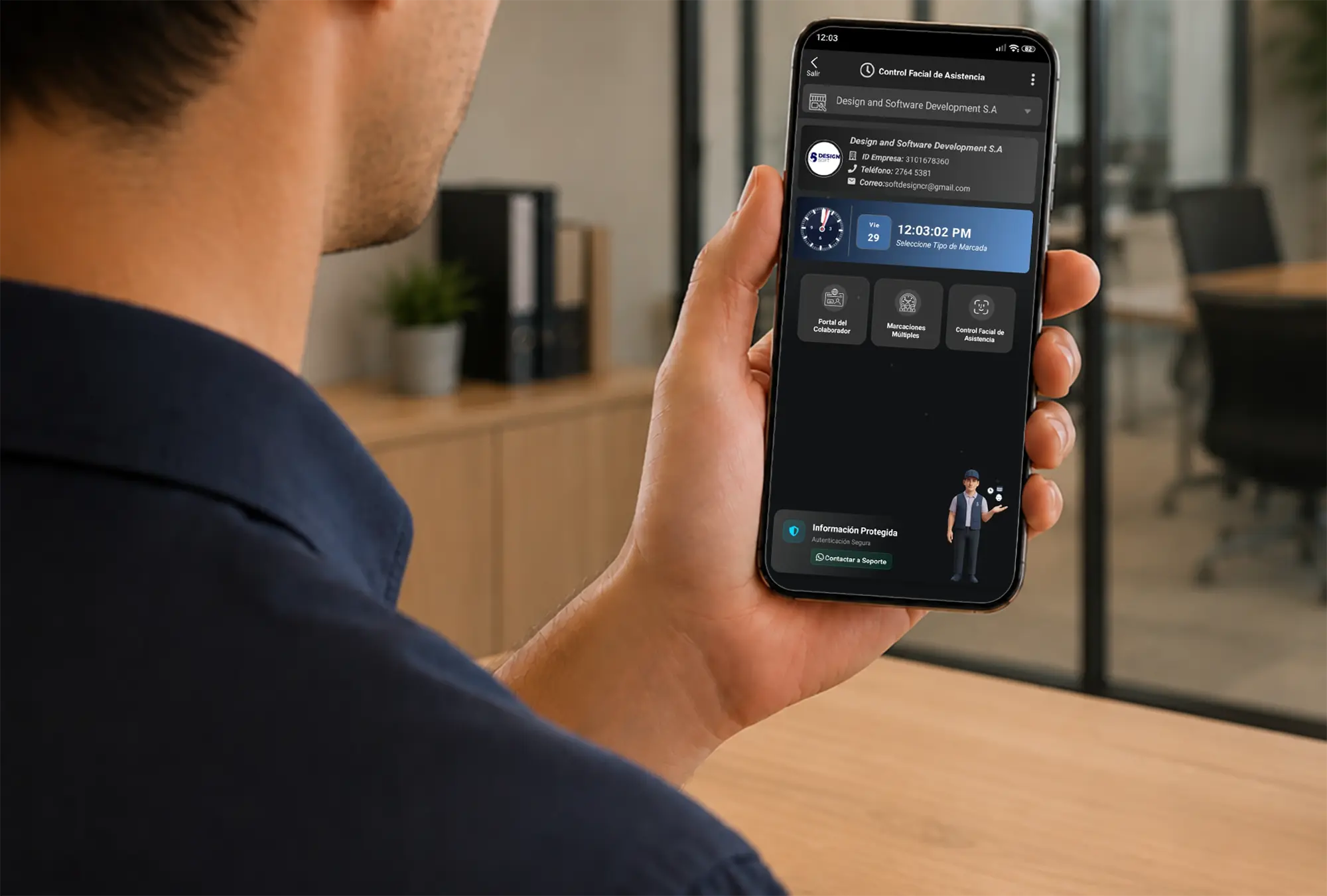 App de control facial Posmovi para registro de asistencia