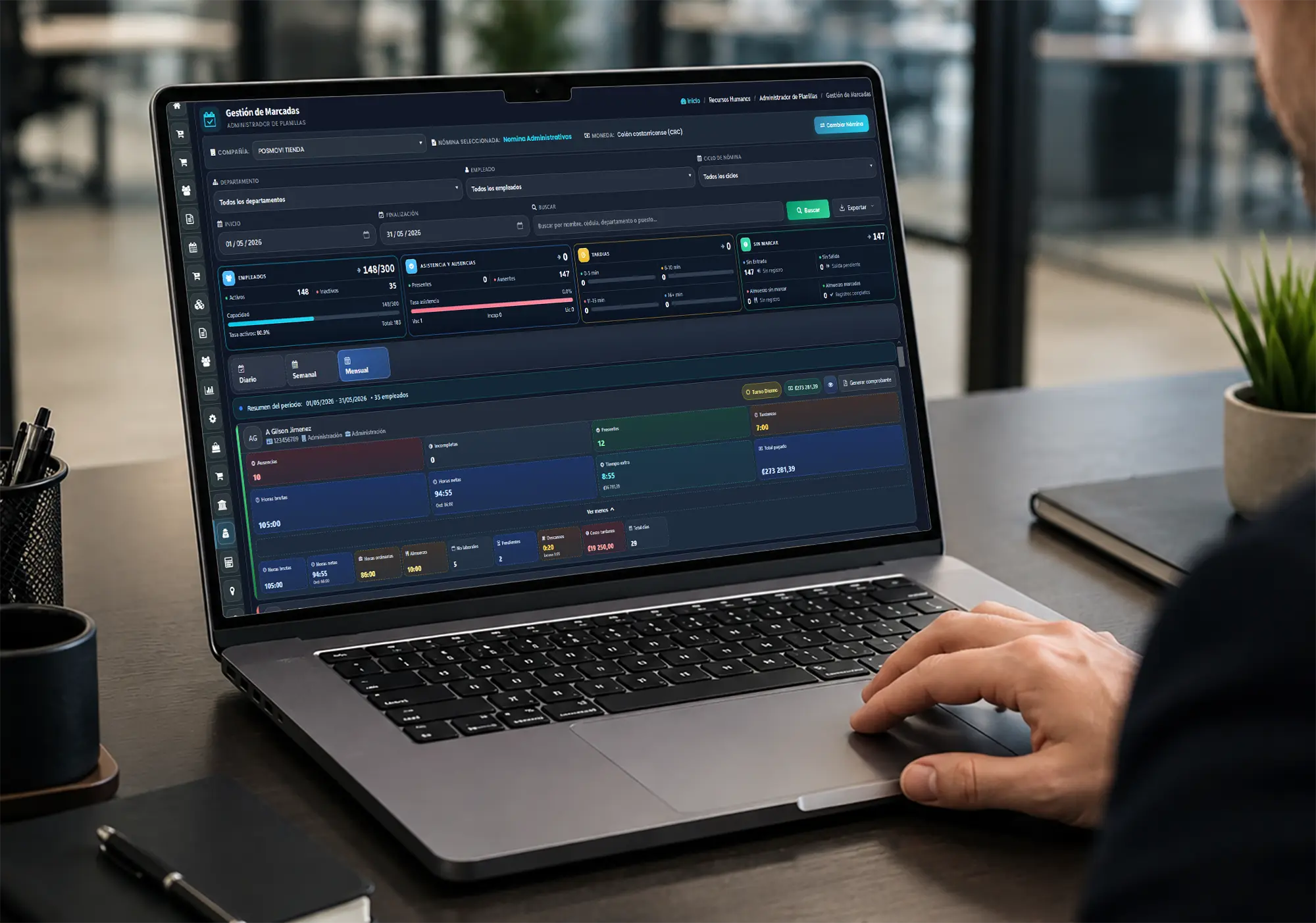 Gestion de marcadas y control de horarios en Posmovi