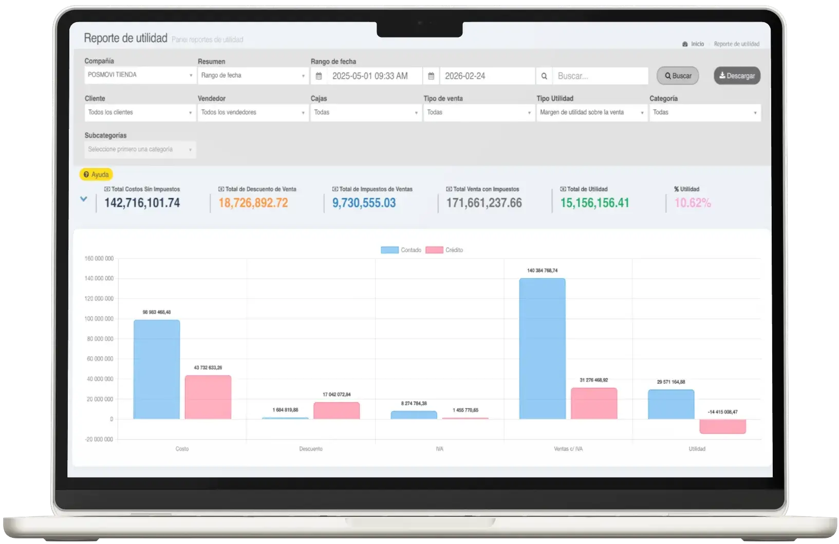 Reporte de utilidad en Posmovi
