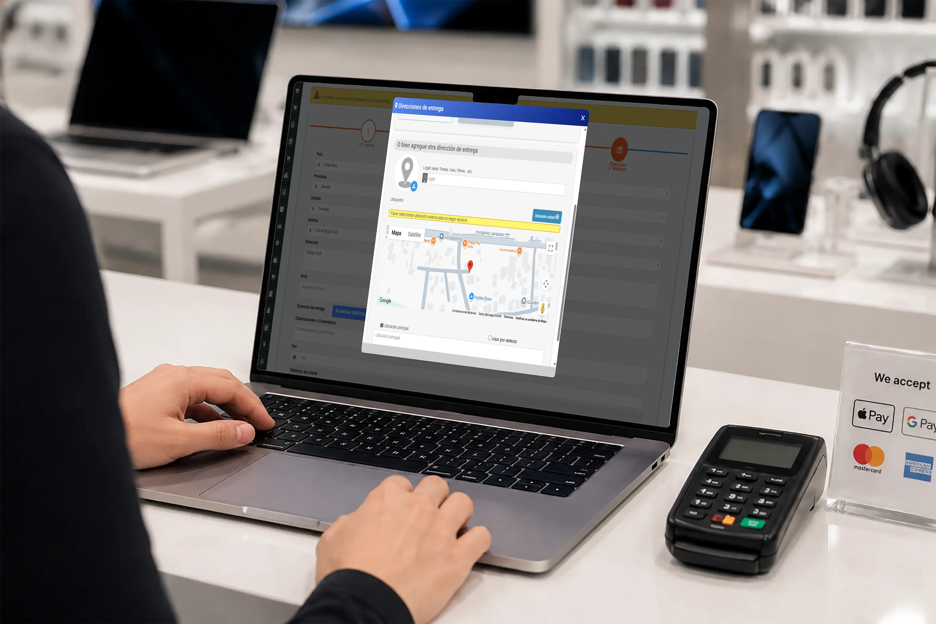 Software de ruteo Posmovi para agregar direcciones de entrega