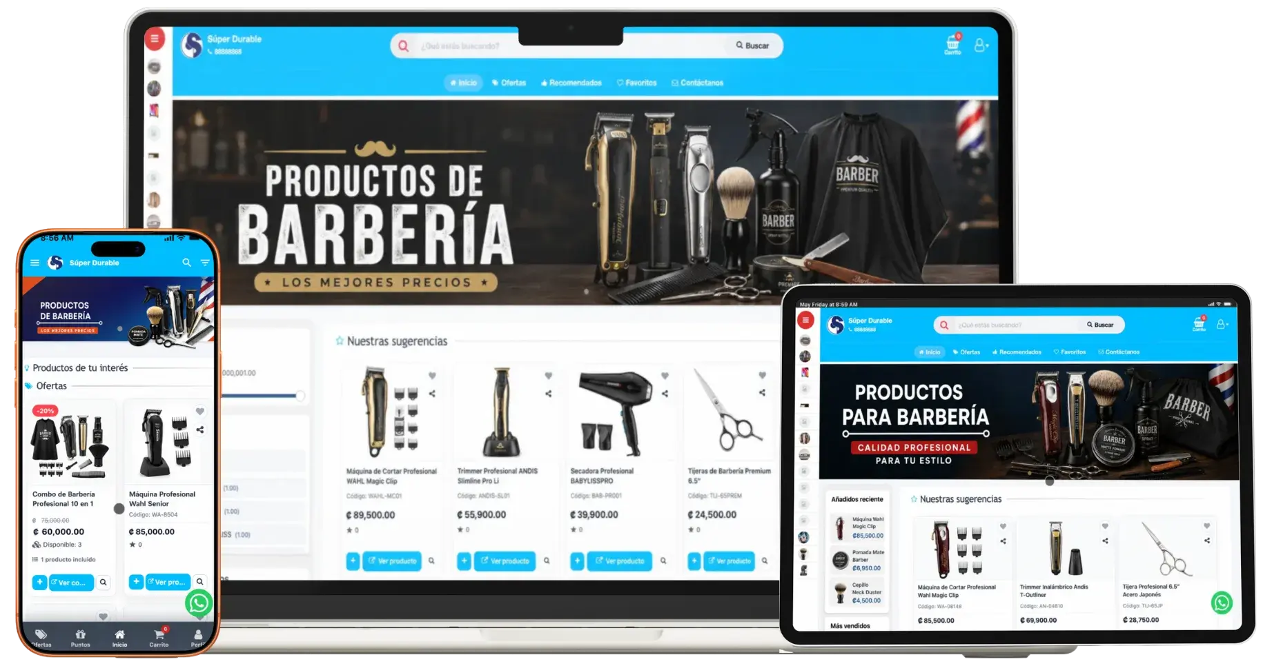 Tienda en línea para productos de barbería con POSMOVI