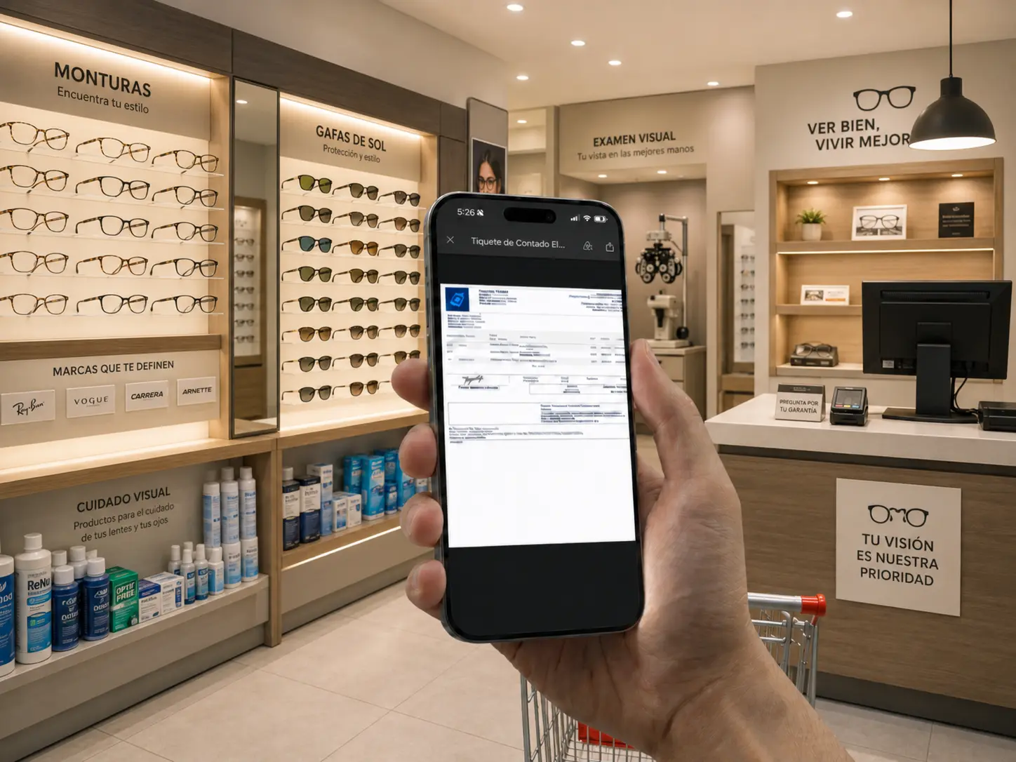 Entrega de factura electrónica o comprobante en tu óptica