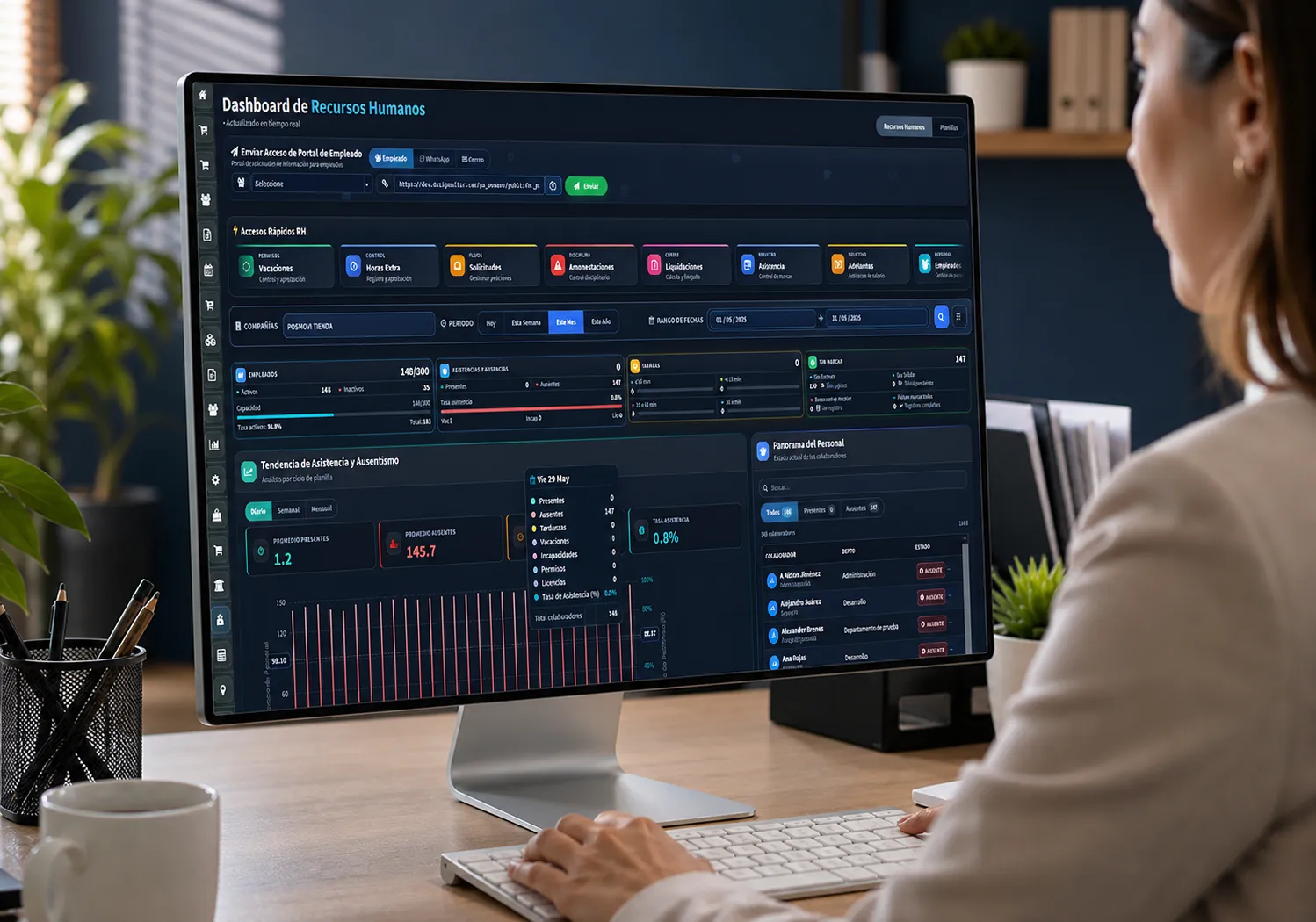 Panel de Recursos Humanos para centralizar la información de empleados
